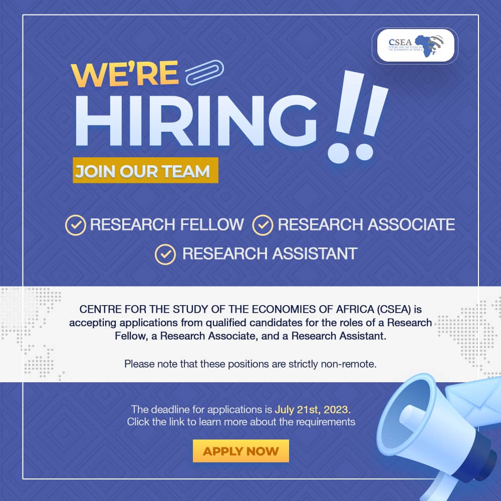 📢 Come work with us!

An exciting job opportunity has opened for researchers to join the CSEA team as a Research Fellow, Research Associate or Research Assistant (full-time).
  
These roles will provide an opportunity for you to contribute to policy-relevant research on