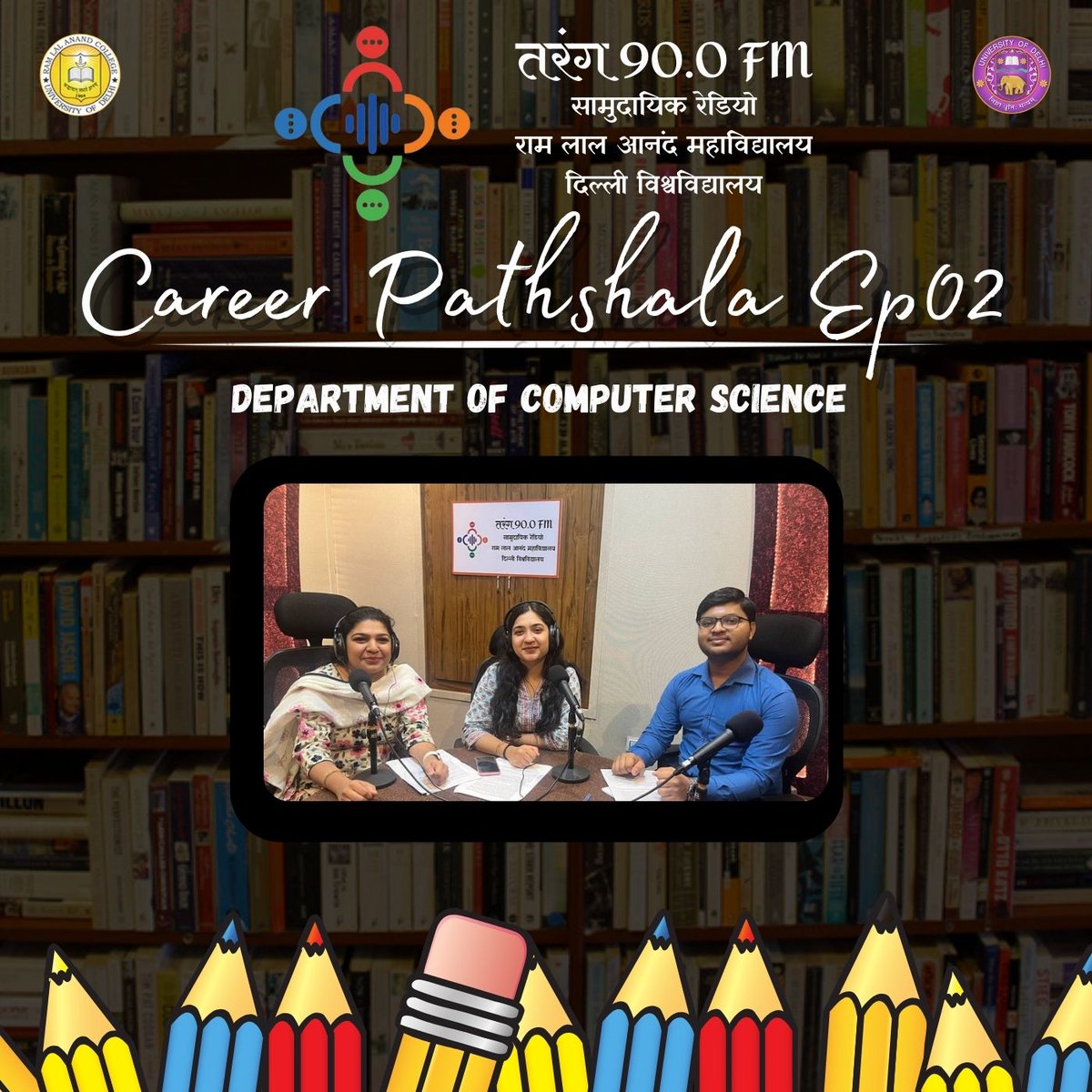 tarang_90FM's tweet photo. Career PathShala- Ep 02
In this episode you will get to know @RLAC_DU Department of Computer science.
.
.
.
🔗https://t.co/pdCxamkJ7I

#duadmission2023 #communityradio
#entrance #degreecourses #collegestudent #collegeadmissions
#teachers #professor #delhiuniversity https://t.co/DlBUxC4dTX