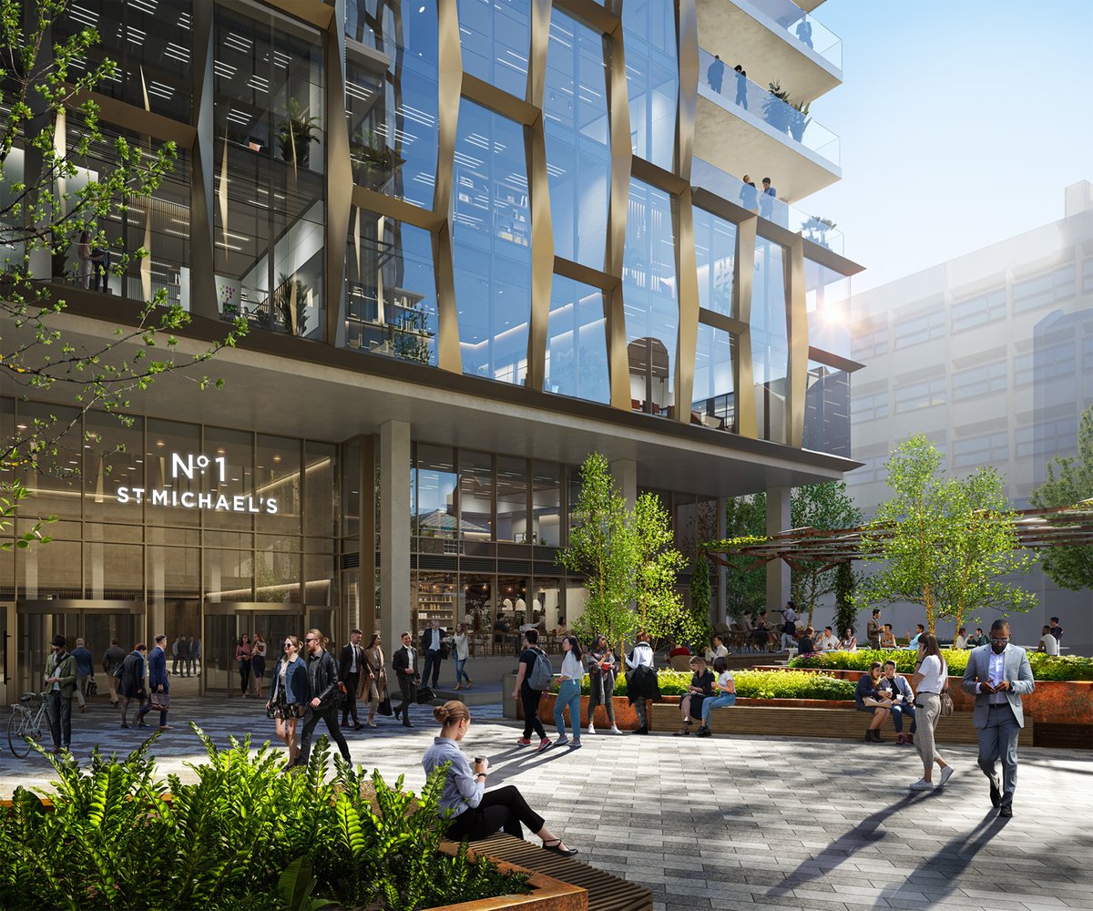 HillDickinson's tweet photo. We are delighted to have signed the agreement for lease on the most ambitious new real estate development in Manchester - No.1 St Michael’s.

This £400 million landmark development was launched yesterday by @GNev2's company, Relentless Developments, in collaboration with stakeholders @KKR_Co, @salboyltd and @ManCityCouncil.

Our Manchester team will relocate to No.1 St Michaels in 2025, following completion of phase one of the two-phase development, in late 2024. We will take up occupancy on the top floor of this nine-storey building.

The scheme represents the city’s most sustainable offices, developed with the aim of achieving net zero carbon in construction and operation and targeting a BREEAM Outstanding rating.

This move confirms our commitment to our Manchester-based people and clients, and to the wider cultural investment in the city. It will create a state-of-the-art working environment for our colleagues, and will deliver on our aim to improve the sustainability of our operations.

Read more here:
https://t.co/9Ny16rXFZT

#HillDickinson #LegalNews #LawFirm