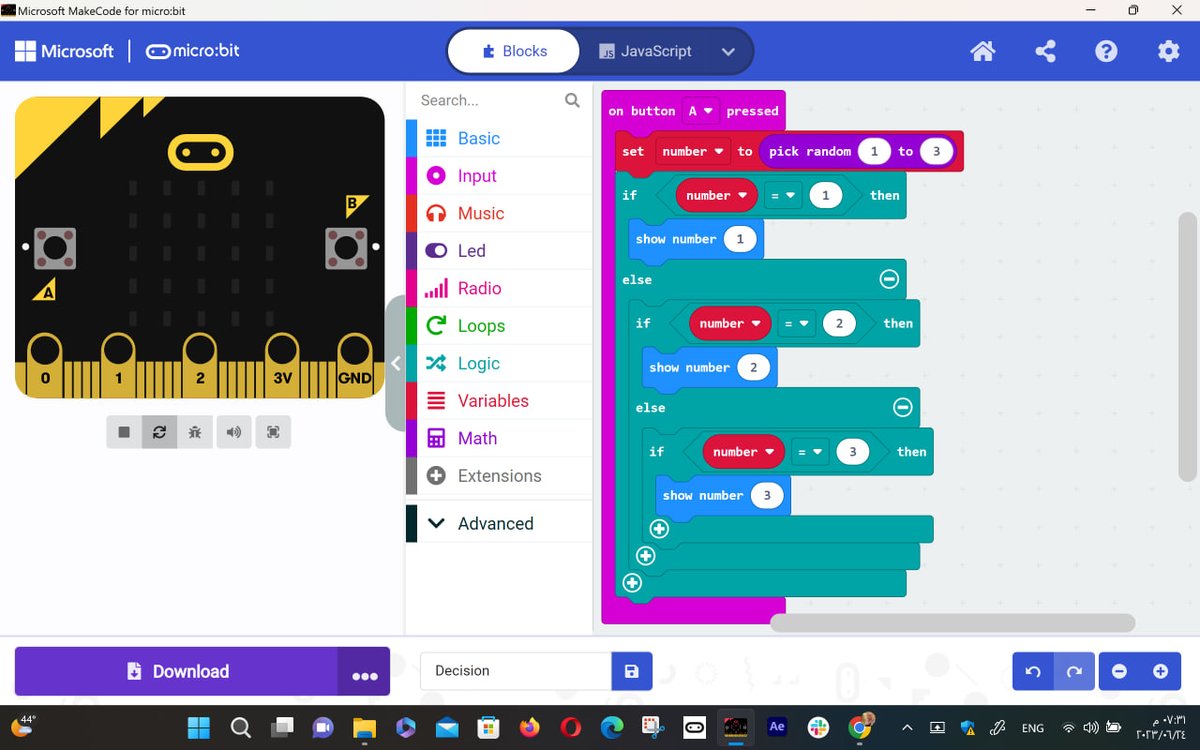 CoderDojoNajaf's tweet image. On 26-July, We have finished Online Coding with @microbit_edu.
It was the first workshop in this year and what a lovely training to start with. We made Smile, How to write your name, Beating heart, Counter, Calculator, and finished it off with a Secret language in Micro:bit.