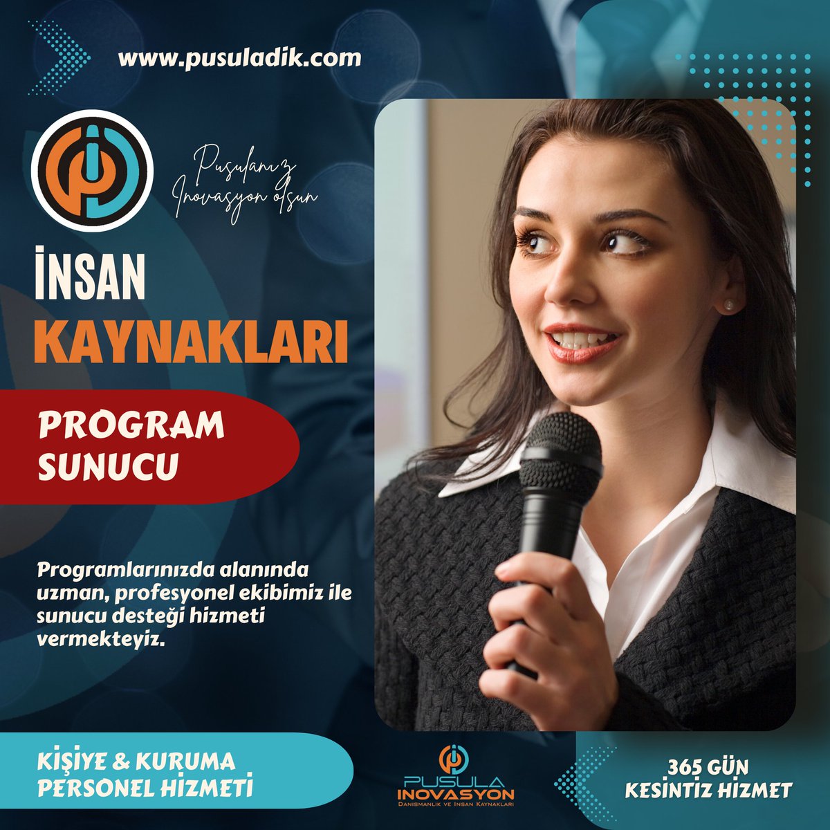 pusuladik's tweet photo. 🧭Pusula İnovasyon - İK Hizmetlerimiz
📝Program Sunucu Personeli
📍Programlarınızda alanında uzman, profesyonel ekibimiz ile sunucu desteği hizmeti vermekteyiz.

#Pusulaİnovasyon #PiDijitalMedya #İnsanKaynakları #ProgramSunucu https://t.co/Smp5p6XvMD