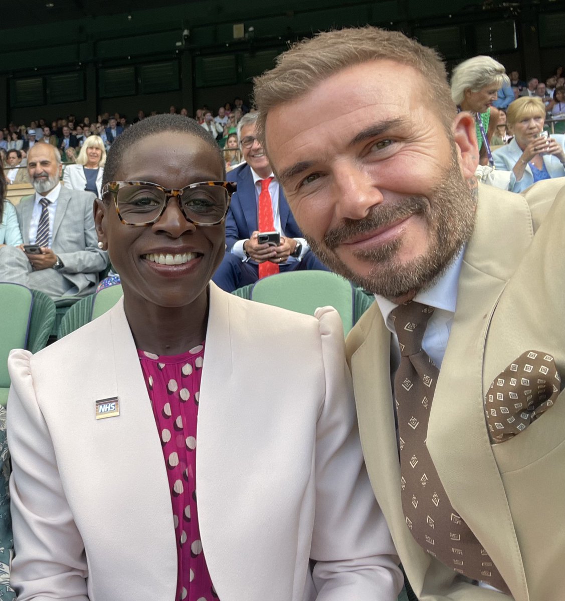 A very special way to celebrate #NHS75birthday representing the NHS <a href="/Wimbledon/">Wimbledon</a> in the Royal Box, what a treat <a href="/teamCNO_/">teamCNO 💙</a> <a href="/davidbeckam8/">david beckam</a> 🙏🏾 💙