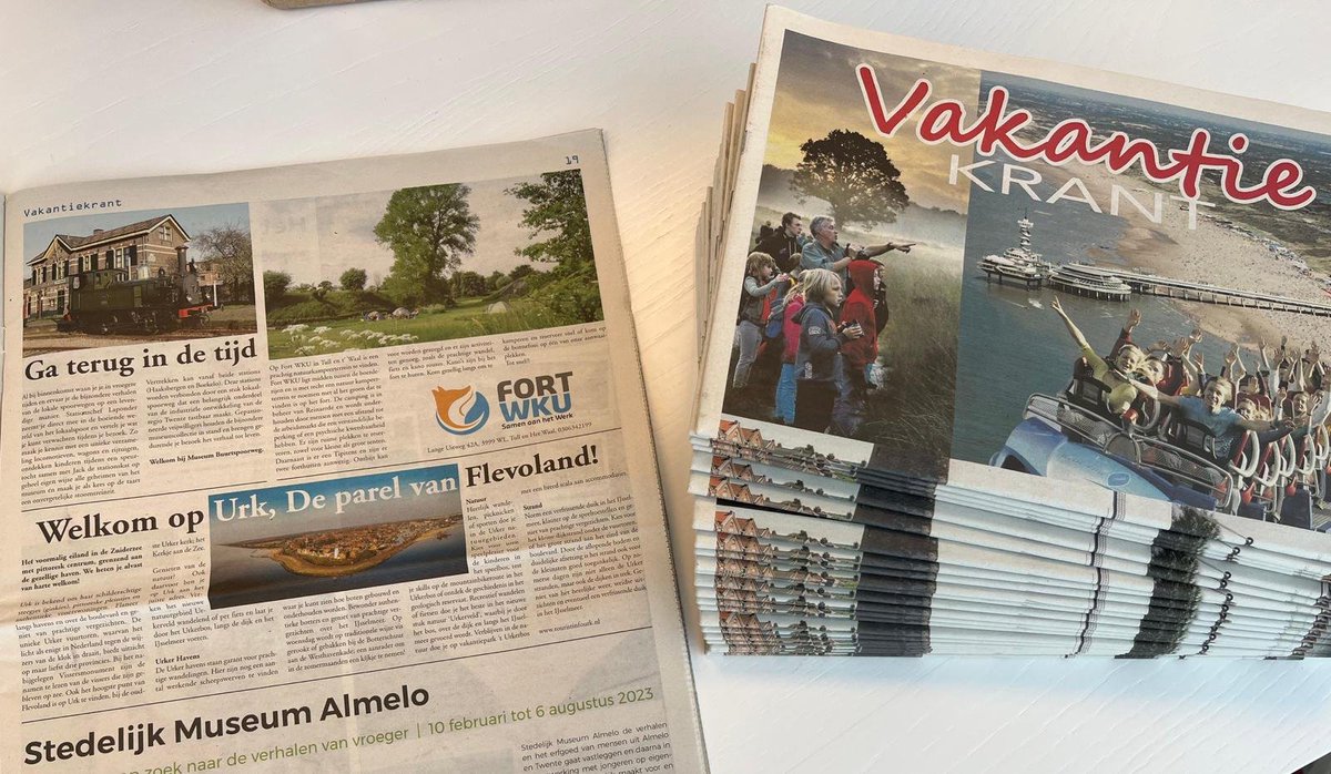 UrkPromotie's tweet photo. Vers van de pers: de Vakantiekrant! Boordevol inspiratie voor het zomerseizoen 2023. Met natuurlijk ook de Parel van Flevoland #Urk https://t.co/eNzXRF0RYF