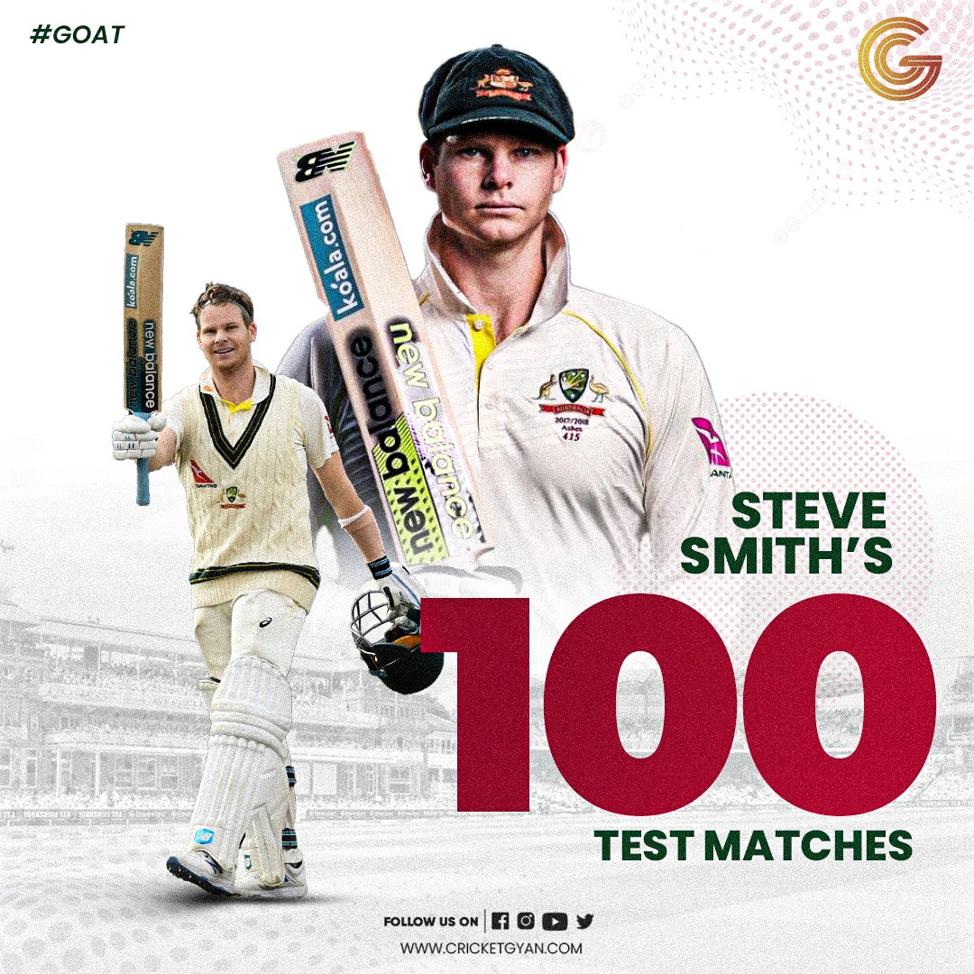 cricketgyann's tweet photo. Steve Smith will be playing his 100th Test match today😍
.
.
.
#SteveSmith  #Smith100  #TestCricket  #Ashes2023 #ENGvsAUS  #Cricketgyan https://t.co/7jYldgNk07