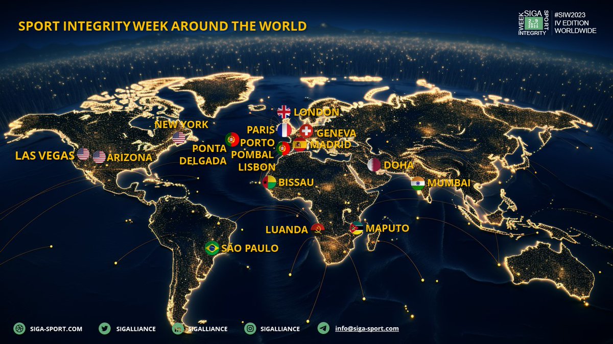 SIGAlliance's tweet photo. 🌍11 countries
🌏17 cities
🎯30+ hosting partners
&amp; it's still the first #SIW2023 announcement.
The world leading thought leadership event in #SportIntegrity is back in 2023.
Register to watch &amp; apply to host a session.
🔗https://t.co/G90gPhAvcD https://t.co/0vgH6qIPj7