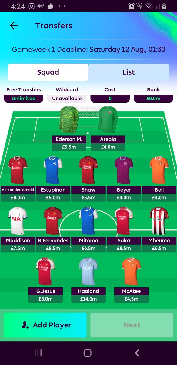 Rixerticz's tweet photo. Thoughts? Any changes u would make? #fpl #FPLCommunity #FPLLaunchDay https://t.co/yFvMH8jWa6