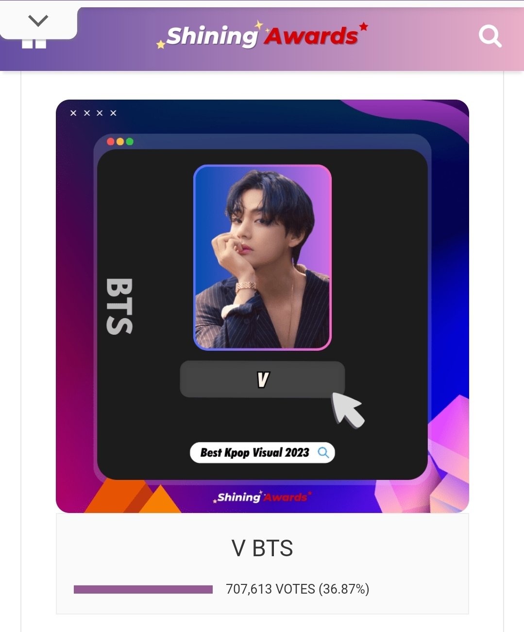 BTS V HOTRENDS on Twitter "Shining Awards 🌟 Best Kpop Visual 2023 D14