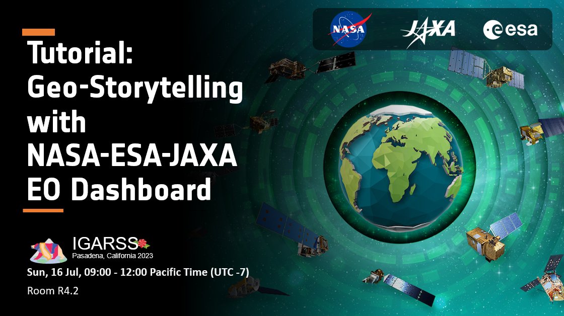 EO OPEN SCIENCE (@eo_open_science) on Twitter photo Next week, <a href="/esa/">European Space Agency</a>, <a href="/NASA/">NASA</a> and <a href="/JAXA_en/">JAXA(Japan Aerospace Exploration Agency)</a> will be presenting a tutorial on how to do storytelling using satellite data and eodashboard.org📖🌍
This tutorial at <a href="/igarss/">IEEE IGARSS</a> will focus on developing and publishing end-to-end workflows using EO data🛰️#eodash
🔗2023.ieeeigarss.org/tutorials.php#… Next week, <a href="/esa/">European Space Agency</a>, <a href="/NASA/">NASA</a> and <a href="/JAXA_en/">JAXA(Japan Aerospace Exploration Agency)</a> will be presenting a tutorial on how to do storytelling using satellite data and eodashboard.org📖🌍
This tutorial at <a href="/igarss/">IEEE IGARSS</a> will focus on developing and publishing end-to-end workflows using EO data🛰️#eodash
🔗2023.ieeeigarss.org/tutorials.php#…
