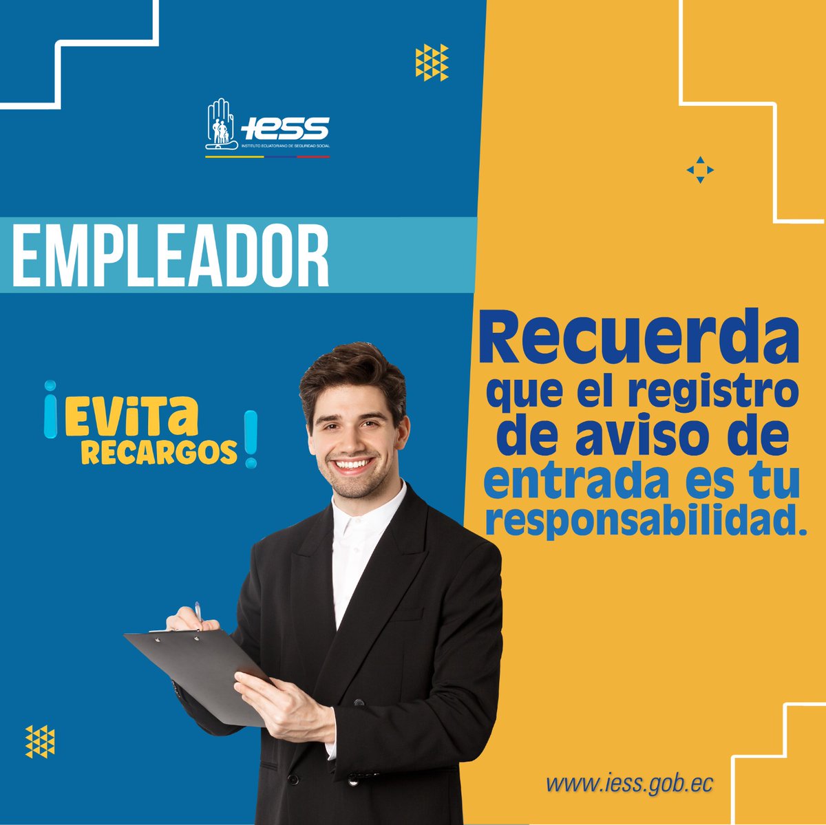 IESSec's tweet photo. Un empleador responsable afilia a sus empleados a tiempo. ✅

#IESSteInforma https://t.co/6tUgU8ByaH