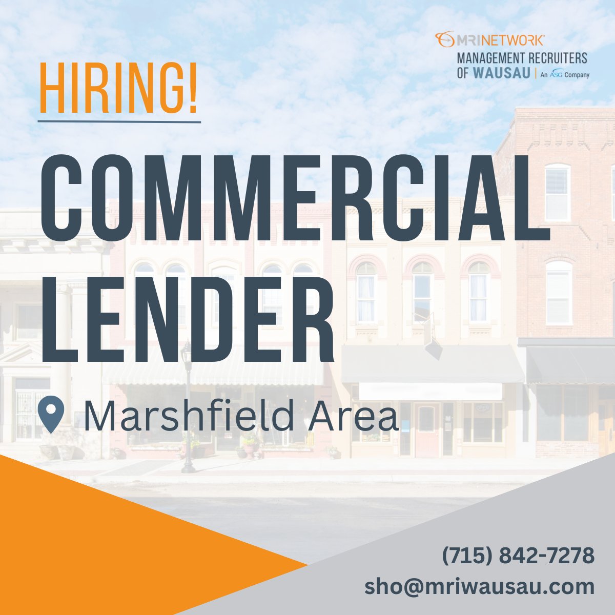 We are pleased to partner with a community bank in Central Wisconsin in their search for a Commercial Lender. 🙌 Contact Scott Olson for more information: sho@mriwausau.com. 

#hiring #banking #financialservicesjobs