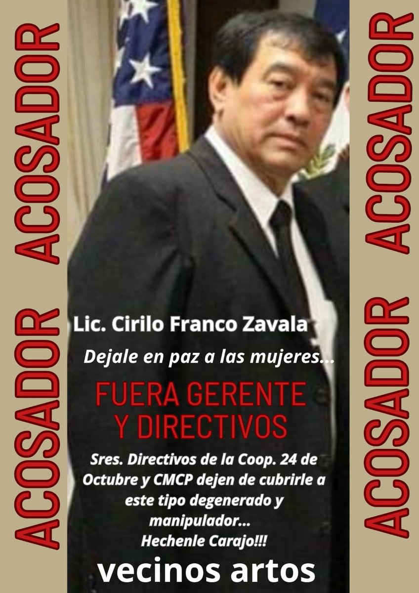 noediazesqui's tweet photo. #BASTADEACOSO
Una de las víctimas de acoso sexual, por parte Cirilo Franco Zavala, realizó la denuncia en la fiscalía y otras 7 chicas serán testigos, están cansadas de la impunidad. Exigen que la Coop. 24 de octubre investigue la denuncia y proteja a las afectadas. https://t.co/P3DDGXDas8