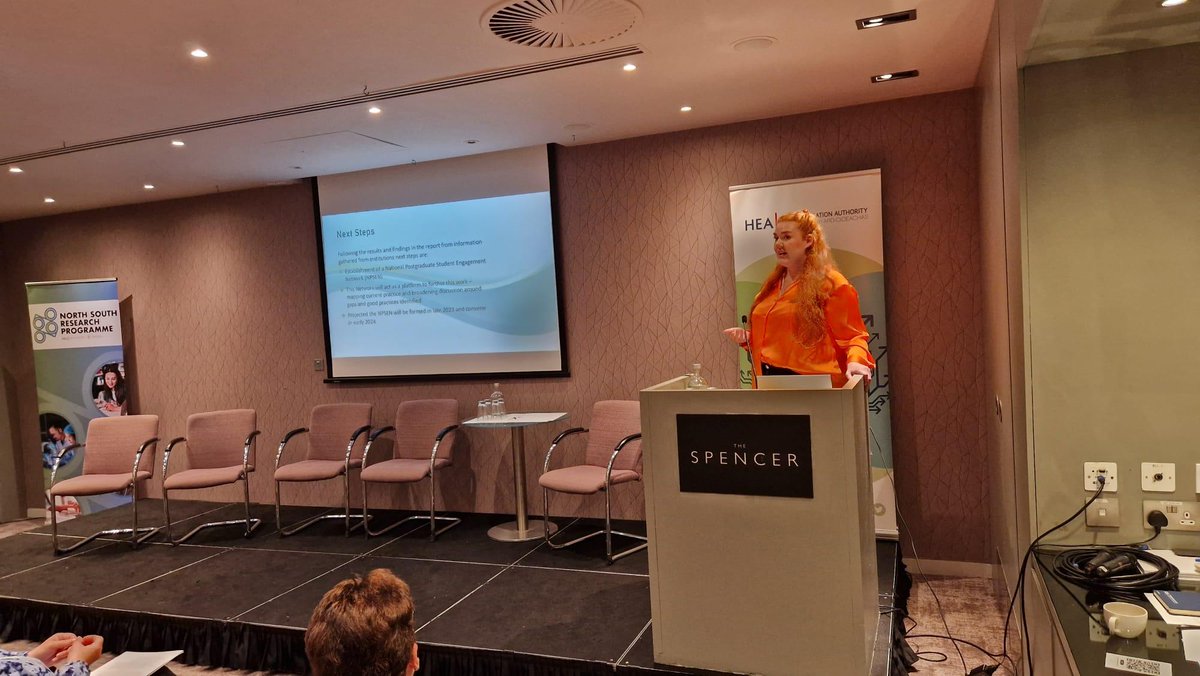 hea_irl's tweet photo. Hannah Kelly, National Student Engagement Programme (NStEP), highlights the work being carried out by Postgraduate student engagement working group. #researchfutures #euinmyregion https://t.co/QtkqjIj9Uz