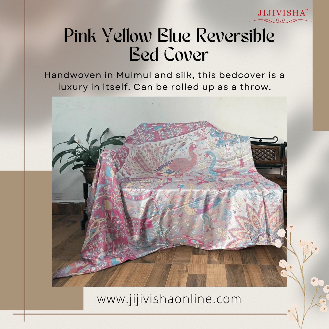 Crafted from the finest Mulmul and silk fabrics, this bed cover exudes luxury and elegance, a must-have addition to your home decor. Get now!

#bedding #homedecor #bedroomdecor #bedroom #bedcover #handmade  #handicrafts #artisanalproducts #handcrafted #handblockprint