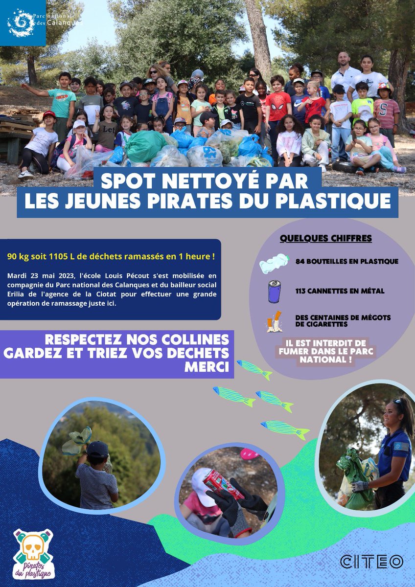 🏴‍☠️Alerte jeunes pirates dans la cité phocéenne sur des opérations de ramassages. 👏 à eux ! Respectez les collines, gardez &amp; triez vos déchets avec <a href="/citeofrance/">Citeo</a> 🙏
Trouvez l'info grâce à ces panneaux de sensibilisation positionnés aux entrées du <a href="/ParcCalanques/">Parc national des Calanques</a> #Piratesduplastique