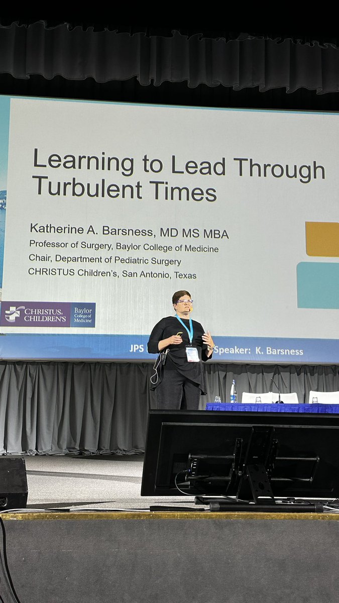 IPEGSurgery's tweet photo. Dr. Barsness presenting 'Learning Through Turbulent Times', a relevant and resonating topic as featured in the 1st @jpedsurg Lectureship. A testament to the resilience and determination at the heart of our field. @IPEGSurgery @ESPES__Official #ipegespes2023 #ipegsurgery #meded https://t.co/bKa9pPJ6fG