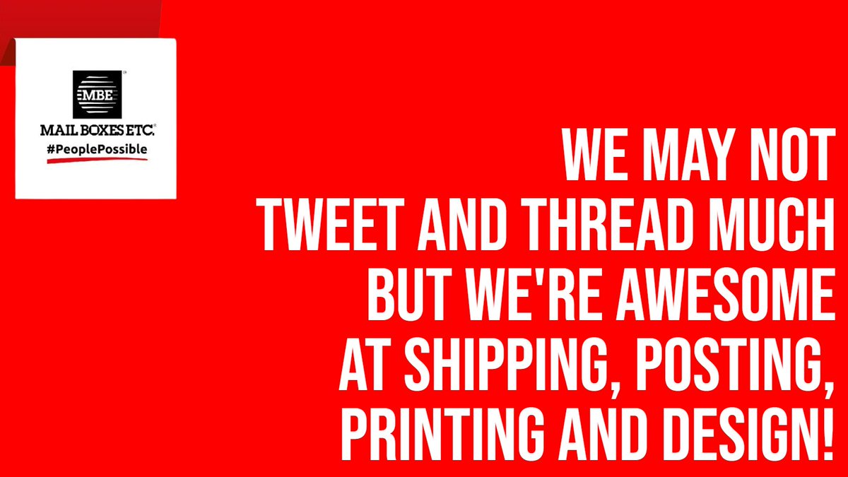 mbealdgate's tweet photo. As the war between #Twitter anf #Threads raging on, here at Mail Boxes Etc, we stick to what we do best! Shipping, posting, packaging, printing and design! We work with our friends at @FedEx @DHLexpress @UPS and @parcelforce - Check us out at https://t.co/Ej5b3EyjPB https://t.co/pREpL8gmMj
