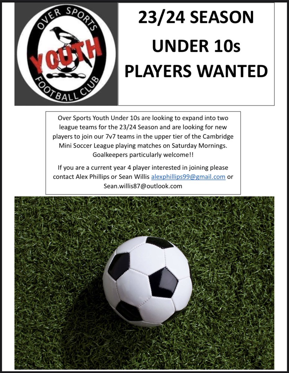 Our U10 boys are on the lookout for new players!

Please see the flyer for coaches details.

Share as appropriate