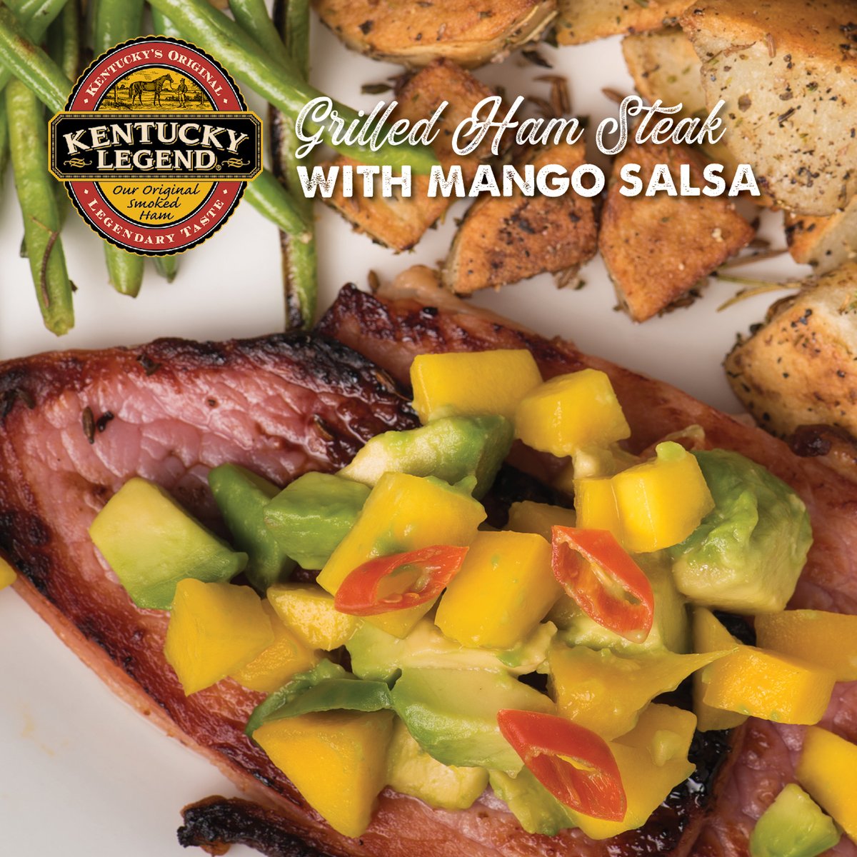kentucky_legend's tweet photo. 🎶 𝑺𝒖𝒎𝒎𝒆𝒓𝒕𝒊𝒎𝒆, 𝒂𝒏𝒅 𝒕𝒉𝒆 𝒍𝒊𝒗𝒊𝒏' 𝒊𝒔 𝒆𝒂𝒔𝒚 🎶 

No recipe makes that feel truer than these grilled ham steaks topped with mango salsa. 😎 

Get recipe: https://t.co/OFOkjX1Its

#KentuckyLegend #WhereFoodOughtaComeFrom https://t.co/kUZ74GmorX