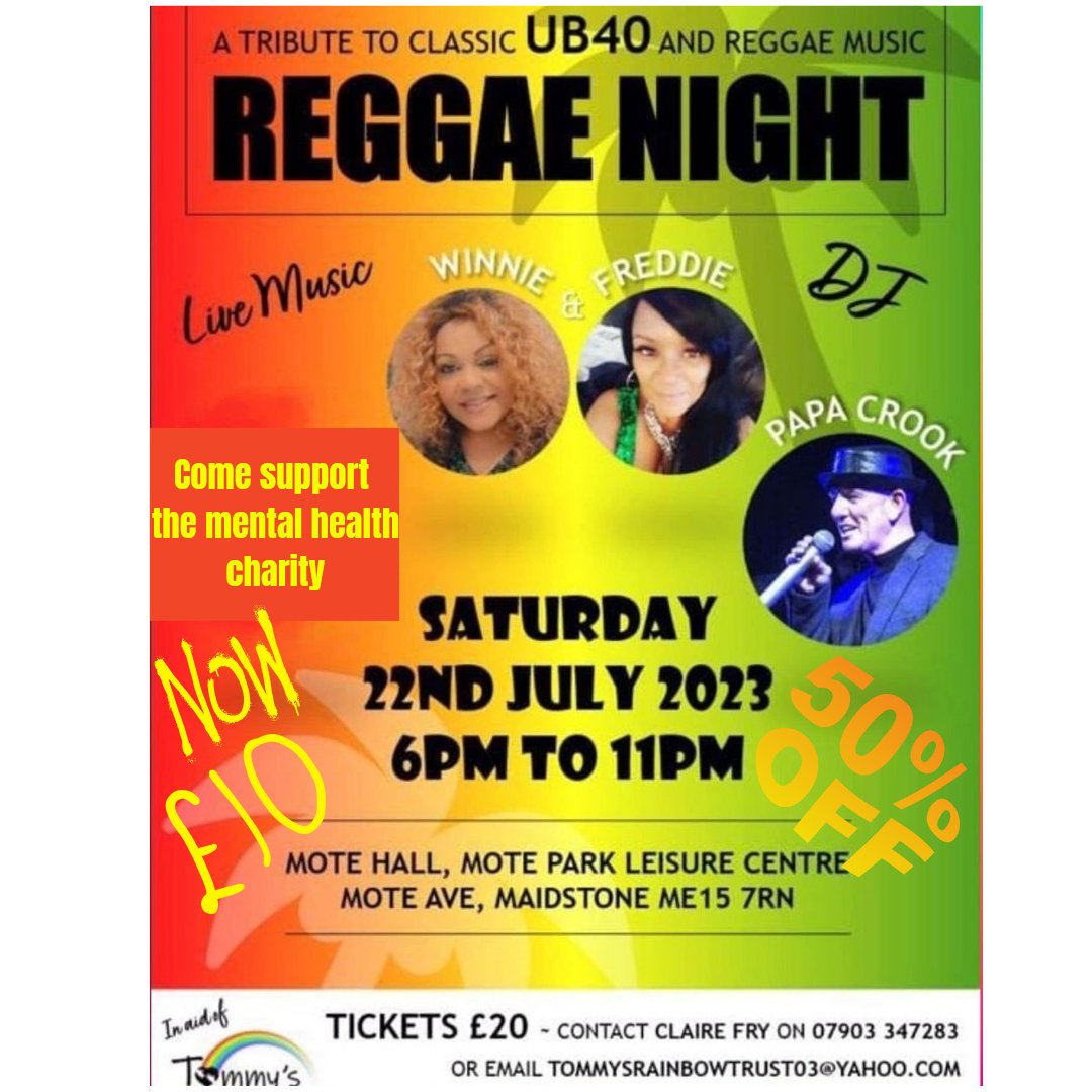 Down from £20 to £10 please purchase your ticket by a quick email or call to Claire