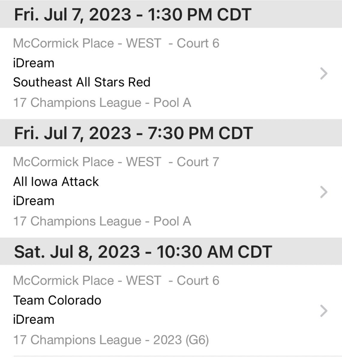 KeyvannaBennett's tweet photo. This is my schedule for Nike TOC - The Champions League Finals in Chicago!! @idream_GirlsBB #comewatchmework https://t.co/pezZNWXNar