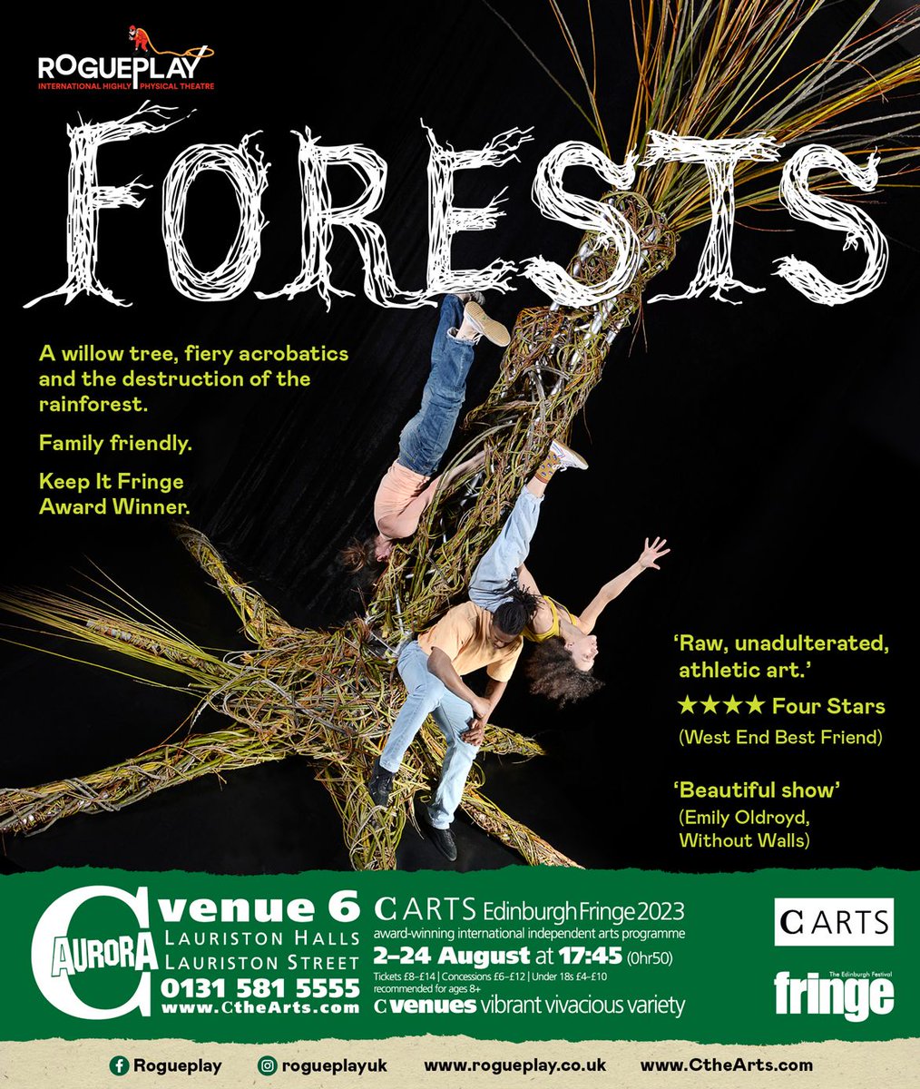 Forests is a moving piece of physical theater about the destruction of the rain forests. We support new work with a PURPOSE!

We look forward to seeing the production by @_RoguePlay at <a href="/edfringe/">Edinburgh Festival Fringe</a>!

🎟️tickets.edfringe.com/whats-on/fores…