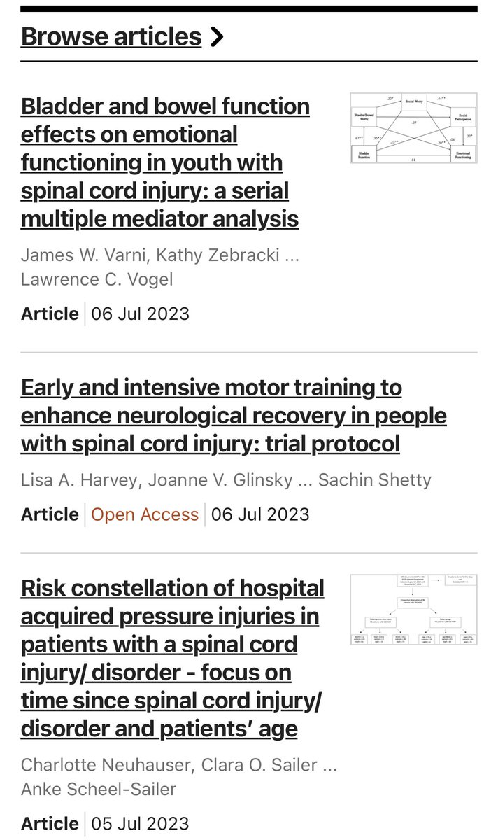 JournalSCI's tweet image. Some new #SpinalCord papers came online today! You can read them ➡️ nature.com/sc/ #BladderFunction #BowelFunction #MotorTraining #NeurologicalRecovery #PressureInjuries