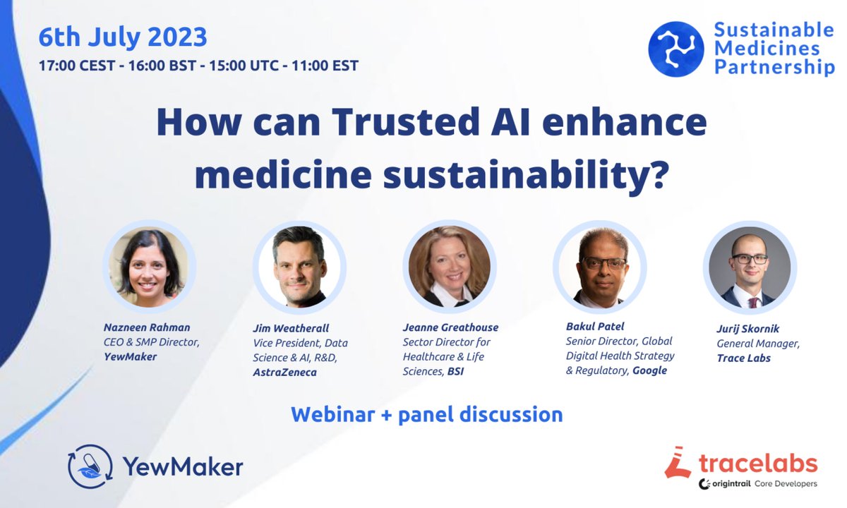 YewMaker (@yewmaker) on Twitter photo Webinar TODAY! With speakers from <a href="/AstraZeneca/">AstraZeneca</a> <a href="/Google/">Google</a> <a href="/BSI_UK/">BSI UK</a> <a href="/TraceLabsHQ/">Trace Labs - core OriginTrail team *Hiring now*</a> <a href="/origin_trail/">OriginTrail</a> and <a href="/YewMaker/">YewMaker</a> discussing using Trusted AI to make medicines better for people, planet, and business. Register: eventbrite.co.uk/e/how-can-trus… Webinar TODAY! With speakers from <a href="/AstraZeneca/">AstraZeneca</a> <a href="/Google/">Google</a> <a href="/BSI_UK/">BSI UK</a> <a href="/TraceLabsHQ/">Trace Labs - core OriginTrail team *Hiring now*</a> <a href="/origin_trail/">OriginTrail</a> and <a href="/YewMaker/">YewMaker</a> discussing using Trusted AI to make medicines better for people, planet, and business. Register: eventbrite.co.uk/e/how-can-trus…