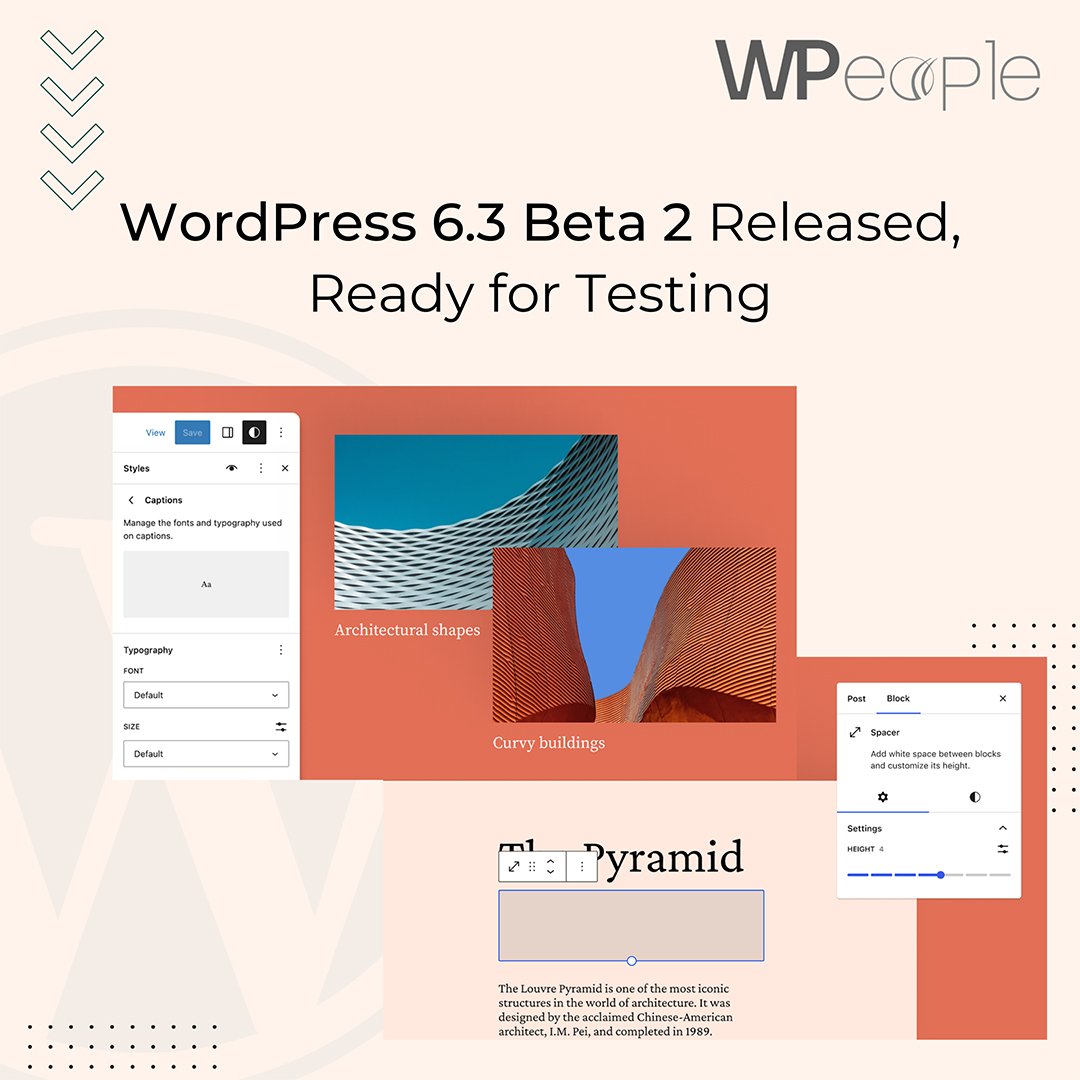 WpeopleOfficial's tweet image. WordPress 6.3 beta 2 was released on 28th June and it has some major features such as:

- Performance  Improvements 

- Enhanced site Editor

- More options for blocks and patterns and designs

#WPeople #WordPress #WordPressRelease