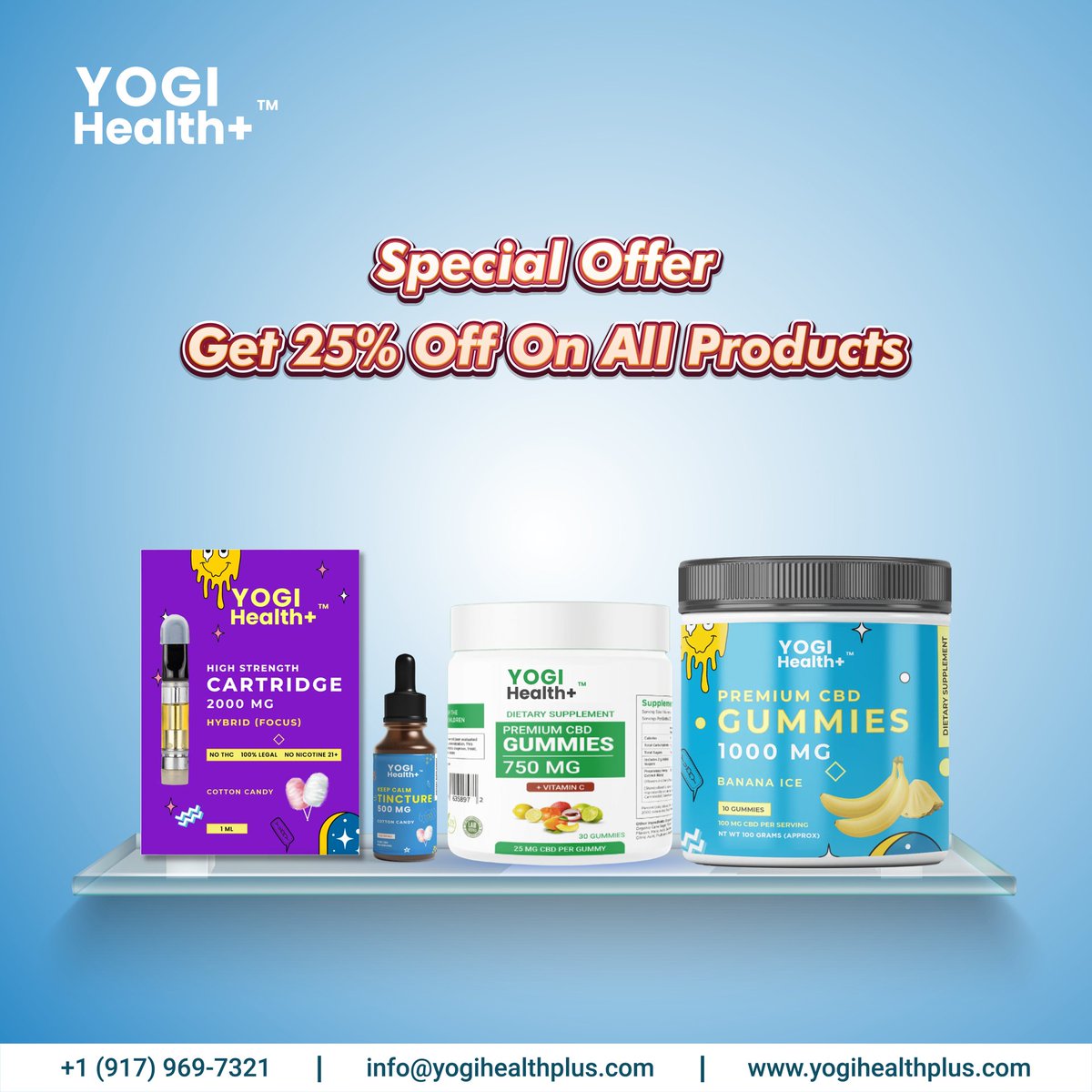 YogiHealthPlus's tweet image. Don't miss out on this incredible CBD offer! Get 25% off on all CBD products with coupon code "Discount25". Shop now!!

#yogihealthplus #cbdspecialoffer #cbdpromotion #cbdproducts #limitedtimeoffer #cbdusa #cbdsavings #cbdmovement #cbdoffer #cbdsale #cbdforhealth #cbdsale
