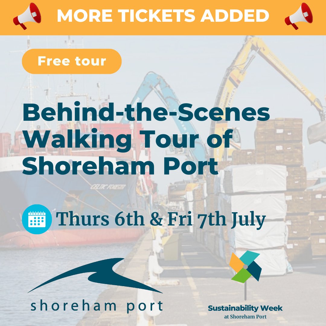 shoreham_port's tweet photo. 📣 Behind-the-Scenes Walking Tour tickets added 📣

A handful of tickets are available for tomorrow's Behind-the-Scenes Walking Tour of Shoreham Port at 2pm!

Book now before they're gone ➡ https://t.co/w6P6JfTjpy #SWSP23 https://t.co/Gg7qy3f0wM