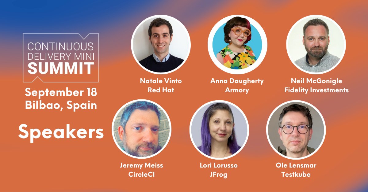 #ContinuousDelivery Mini Summit
[Sept. 18 in Bilbao, Spain || co-lo with #OSSummit Europe]

📣 Program announced! hubs.la/Q01WTbkv0
Feat: <a href="/tektoncd/">tektoncd</a> <a href="/_cdevents/">CDEvents</a> #fintech #testing, #DORA and more!