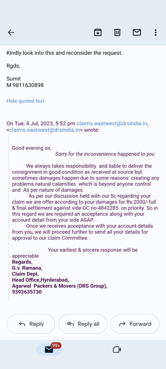 guptasumit87's tweet photo. @DRSAgarwal 
Highly disappointed with the response from the claim team, after taking insurance of 1 lakh at a extra premium cost of 3000, the company was unable to settle the account with the correct pricing. DRS can't build the customer trust at all. https://t.co/k8Full9i6s