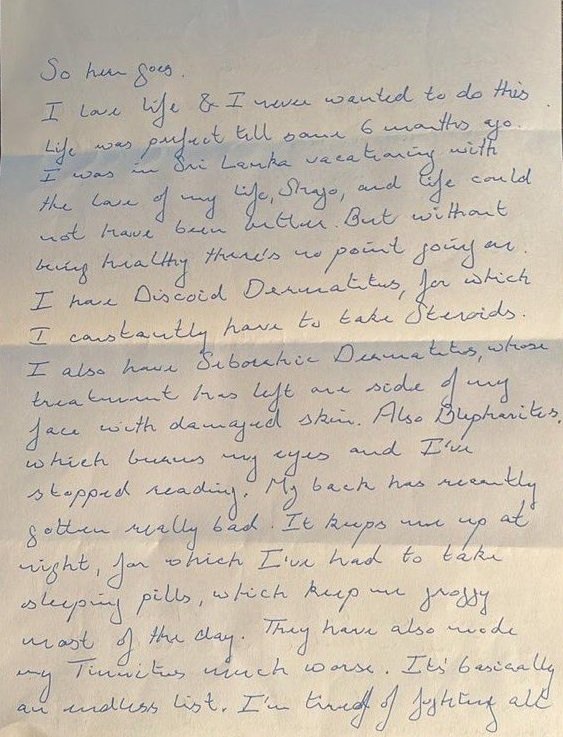 hammadmughal818's tweet photo. Suicide note purportedly from Alamgir Tareen reveals that he took his life due to multiple medical conditions. 
#AlamgirTareen
#AlamgirTareen https://t.co/o9EpePujj3