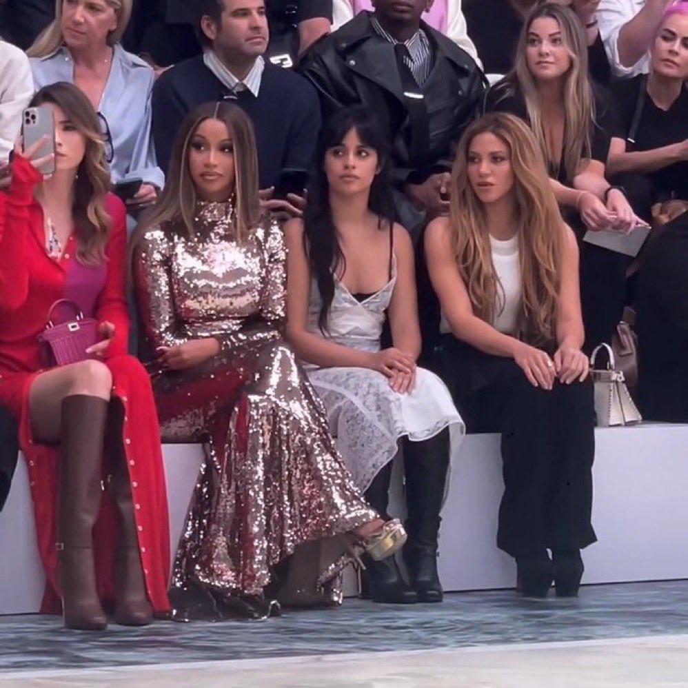 Cardi B, Camila Cabello and Shakira at the FENDI Fashion Week show in Paris.