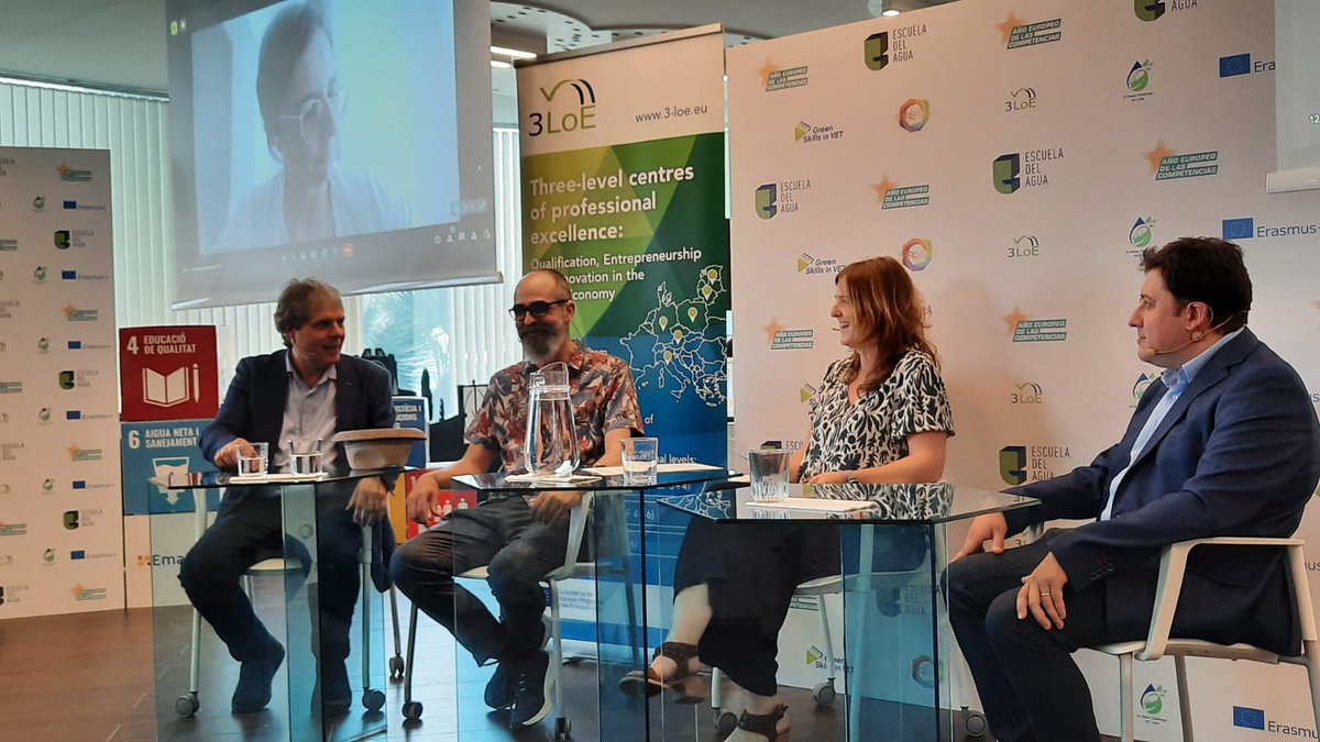 FpMobilitat's tweet photo. Hem participat a la #JornadaDocentum2023 @_EscueladelAgua que ha tingut lloc avui a @ematsa. A la taula rodona "Prácticas educativas para la excelencia", hem parlat del Projecte #3LoE #CoVE i les virtuts de l'@fpdualCAT. https://t.co/NoxIQvEeTd