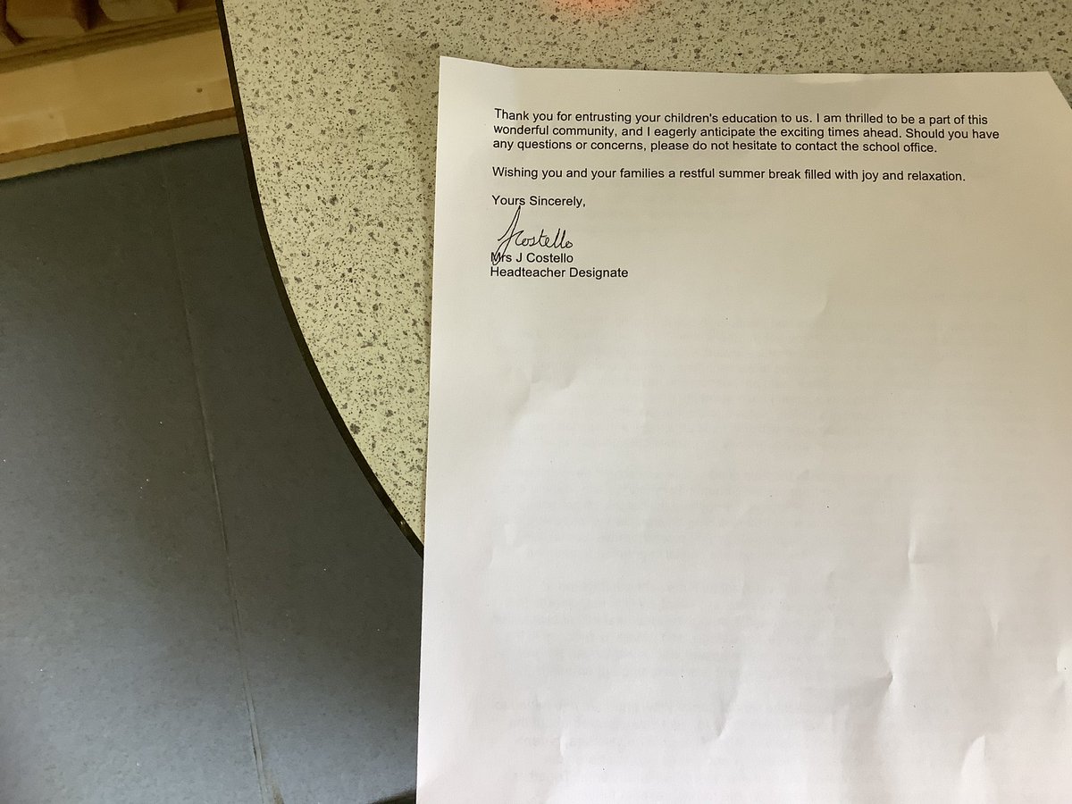 Please see below a letter going home today.