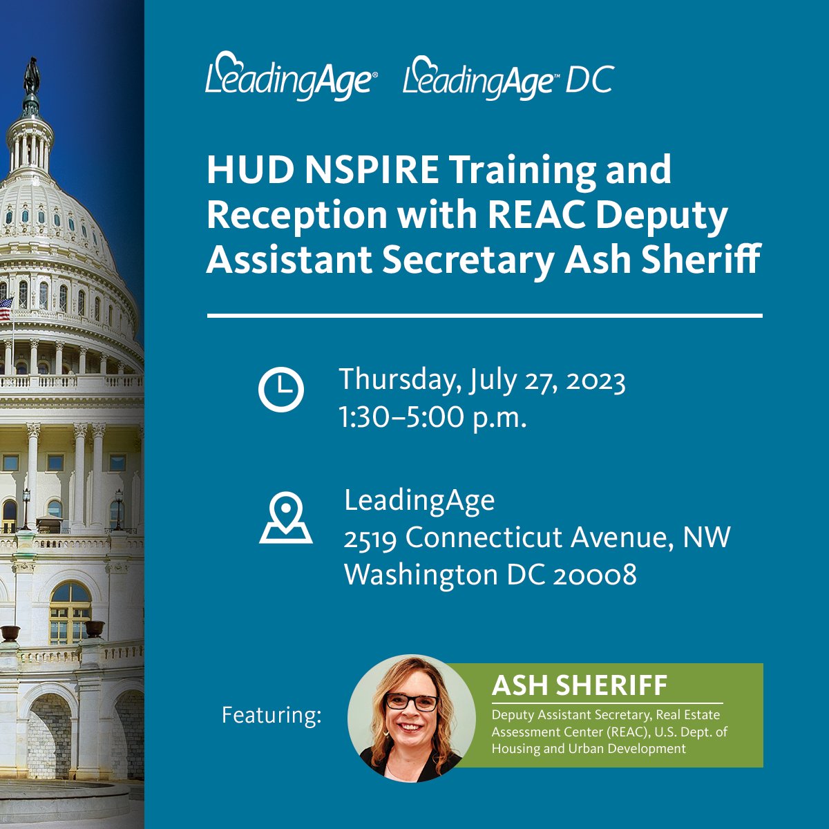 Join #LeadingAge, <a href="/LeadingAgeDC/">LeadingAgeDC</a>, and <a href="/HUDgov/">Department of Housing and Urban Development</a>'s  Real Estate Assessment Center (REAC) on the afternoon of July 27 for an in-person training on HUD’s new housing inspection protocol under NSPIRE, followed by a networking reception. 

Learn more &amp; register ➡️ ldng.ag/July27Register