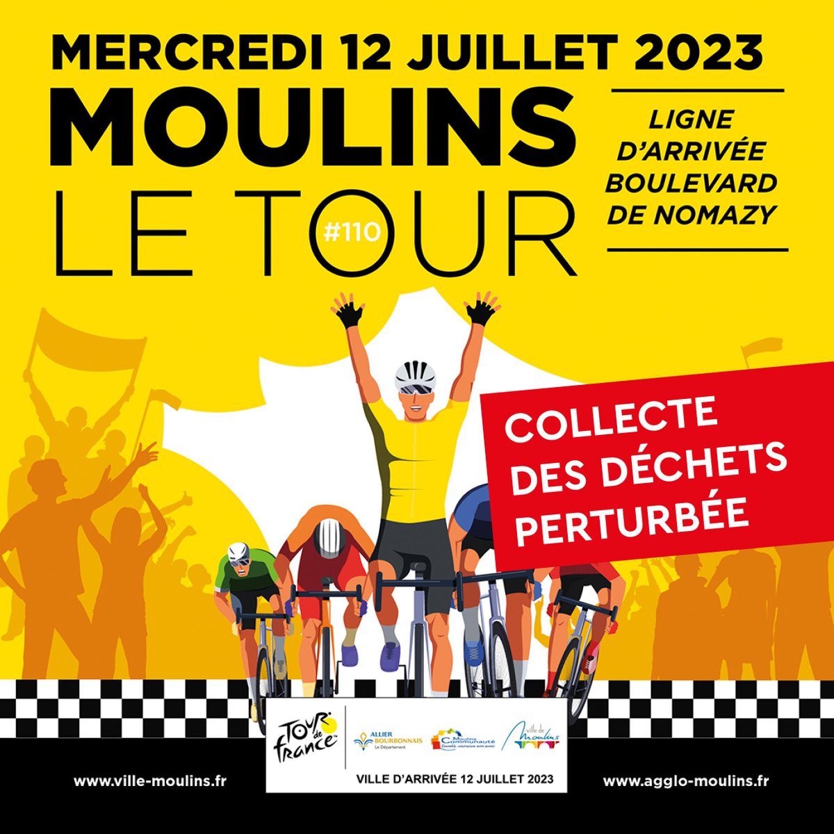 🚴‍♂️💛Tour de France : réorganisation de la collecte des déchets dans notre ville !
👉En prévision de l’arrivée de l’étape du Tour de France, mercredi 12 juillet à Moulins, le SICTOM Nord Allier réorganise la collecte des déchets. Plus d'infos 👇👇
ville-moulins.fr