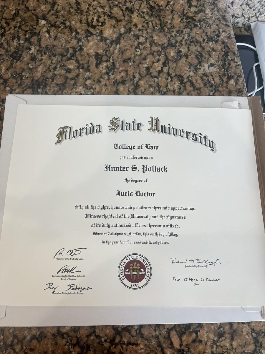 I'm proud to say I earned my Law Degree from FSU. My educational journey started in an alternative high school where I graduated with a low GPA. When Meadow was killed I was barely passing community college classes. Her death compelled me to take my education more seriously.