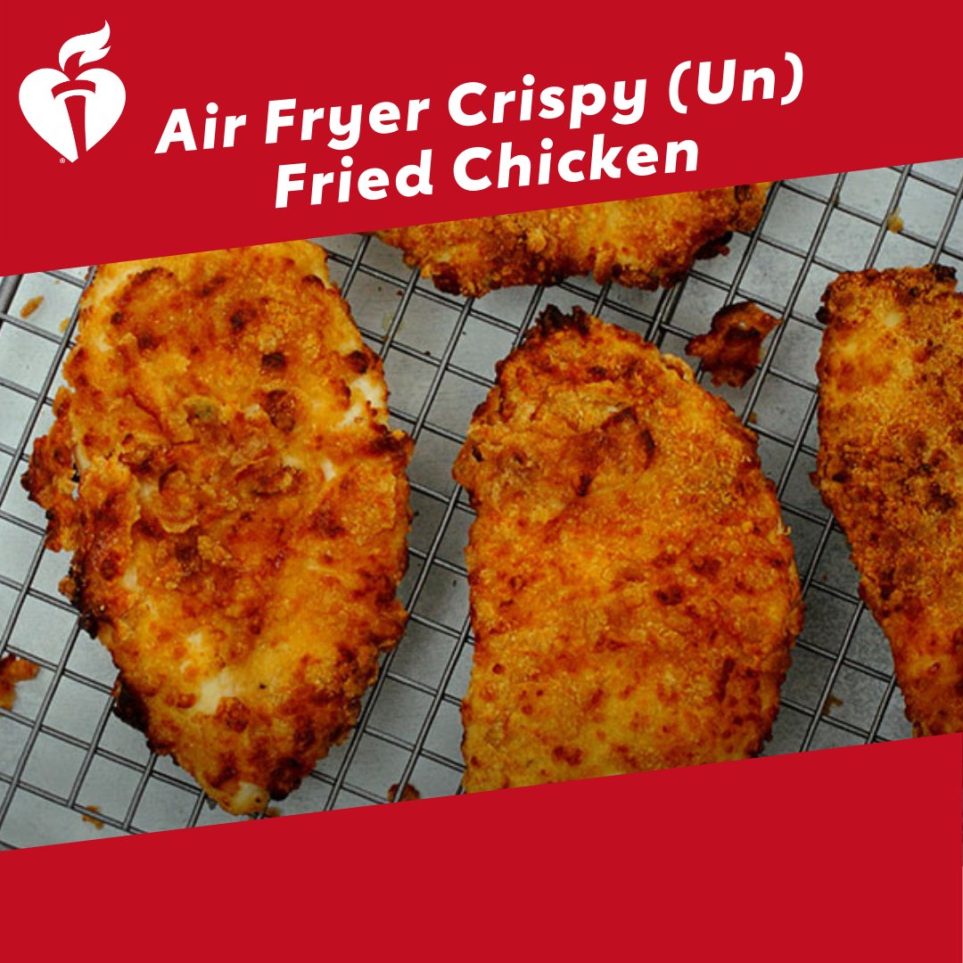AmericanHeartAK's tweet photo. Celebrate #NationalFriedChickenDay without the extra saturated fat and calories. Our finger-licking Air Fryer Crispy (Un)Fried Chicken is tender and juicy on the inside and crispy on the outside. 😋
#recipe 👉 https://t.co/2JB3ICAB4T
#AlaskaHasHeart https://t.co/sVNx2kG5Ap