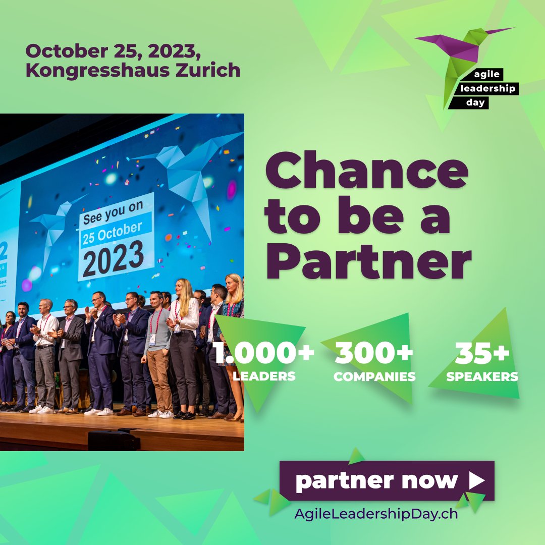 Shape the Future! Seize New Opportunities! 🚀 
Ignite your organization's potential at Agile Leadership Day 2023 as a Partner. 
Explore our Partner Packages now and lead the change in agility!  
👉  bit.ly/3JHbOE7 

#AgileLeadership #PartnerOpportunity #JoinUs