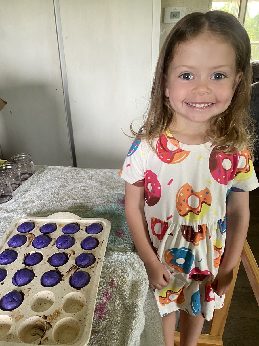 Why does she look like such a big girl??? 🥹 I’m so obsessed with her! Purple chocolate chip mini muffins for the win!