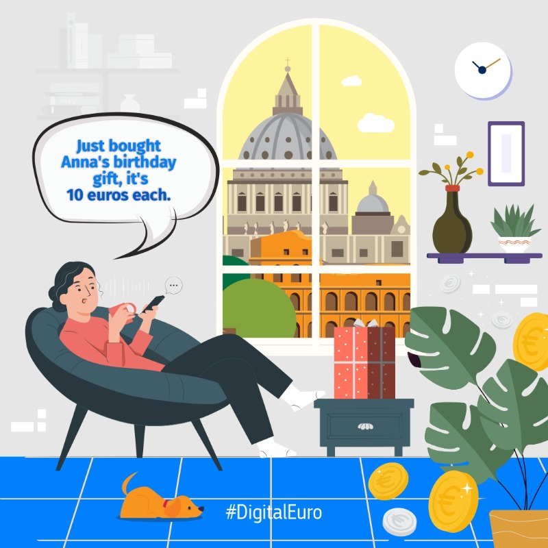 ecfin's tweet photo. What would be the benefits of the #DigitalEuro?
💶 With the digital euro you would be able to send cash in the euro area with just one click!
🔐 While your data & privacy would be fully protected
Swipe left to learn more!