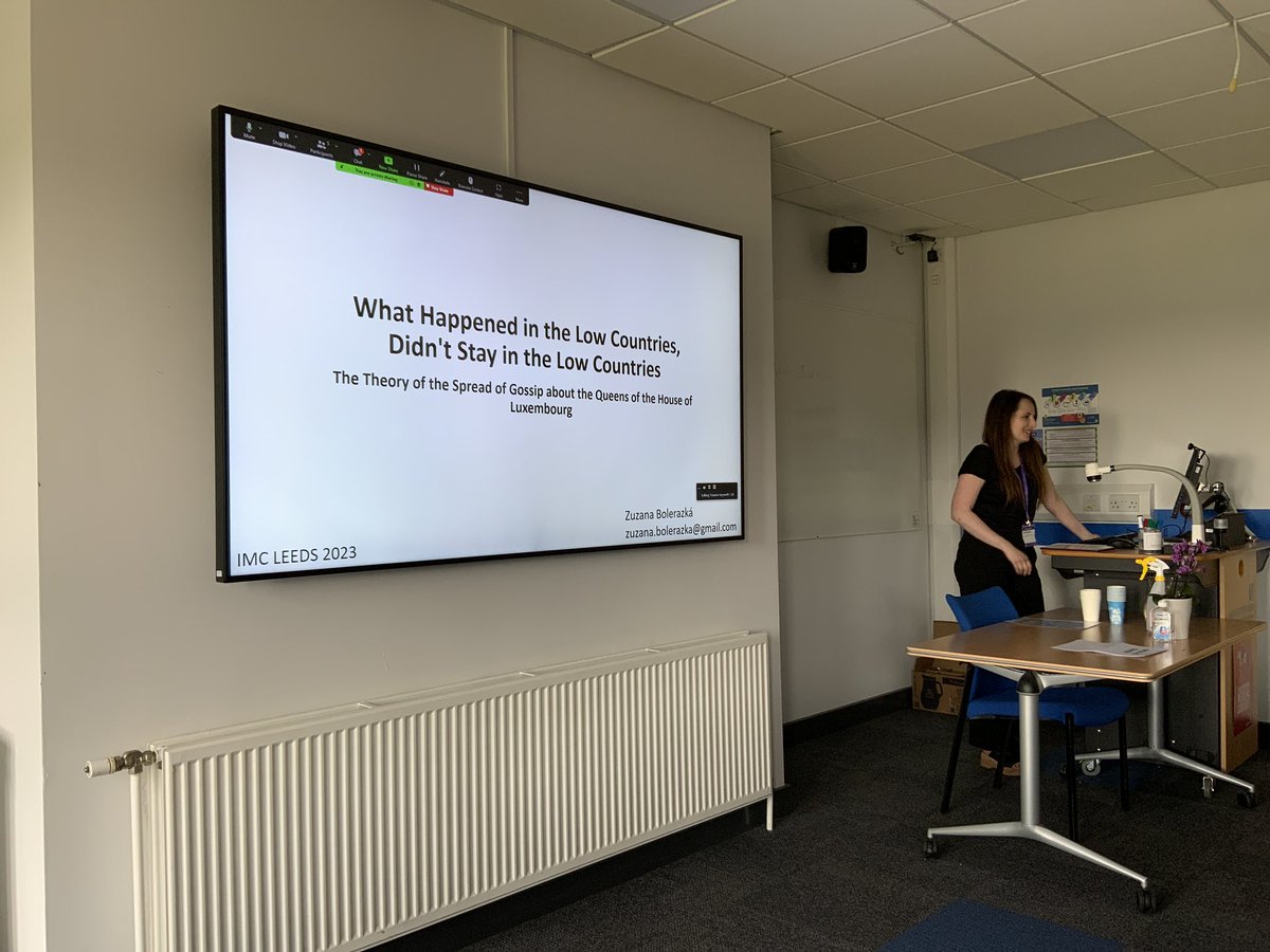 monarchyconf's tweet photo. We round off #s1725 and this great strand on Central European #queenship with Zuzana Bolerazká “What Happened in the Low Countries, Didn't Stay in the Low Countries: The Theory of the Spread of Gossip about the Queens of the House of Luxembourg” (great title!) #IMC2023 https://t.co/KqmiMJsNns