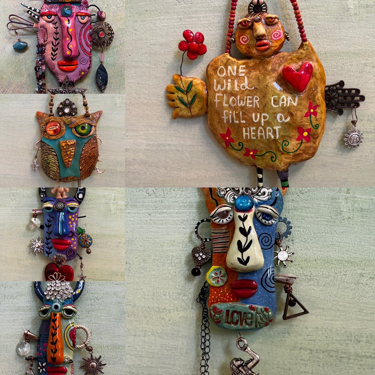 whimsyatwork's tweet photo. Polymer clay wallhangings in my Etsy shop. https://t.co/Q8S67IBaGR. https://t.co/JBOLUdonE5