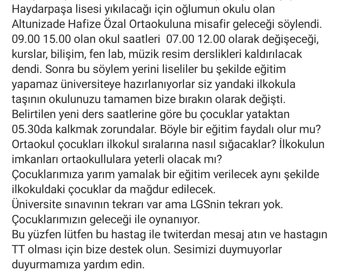 #AltunizadeHafizeÖzalOrtaokuluMağdur Lütfen okuyun ve destek olun