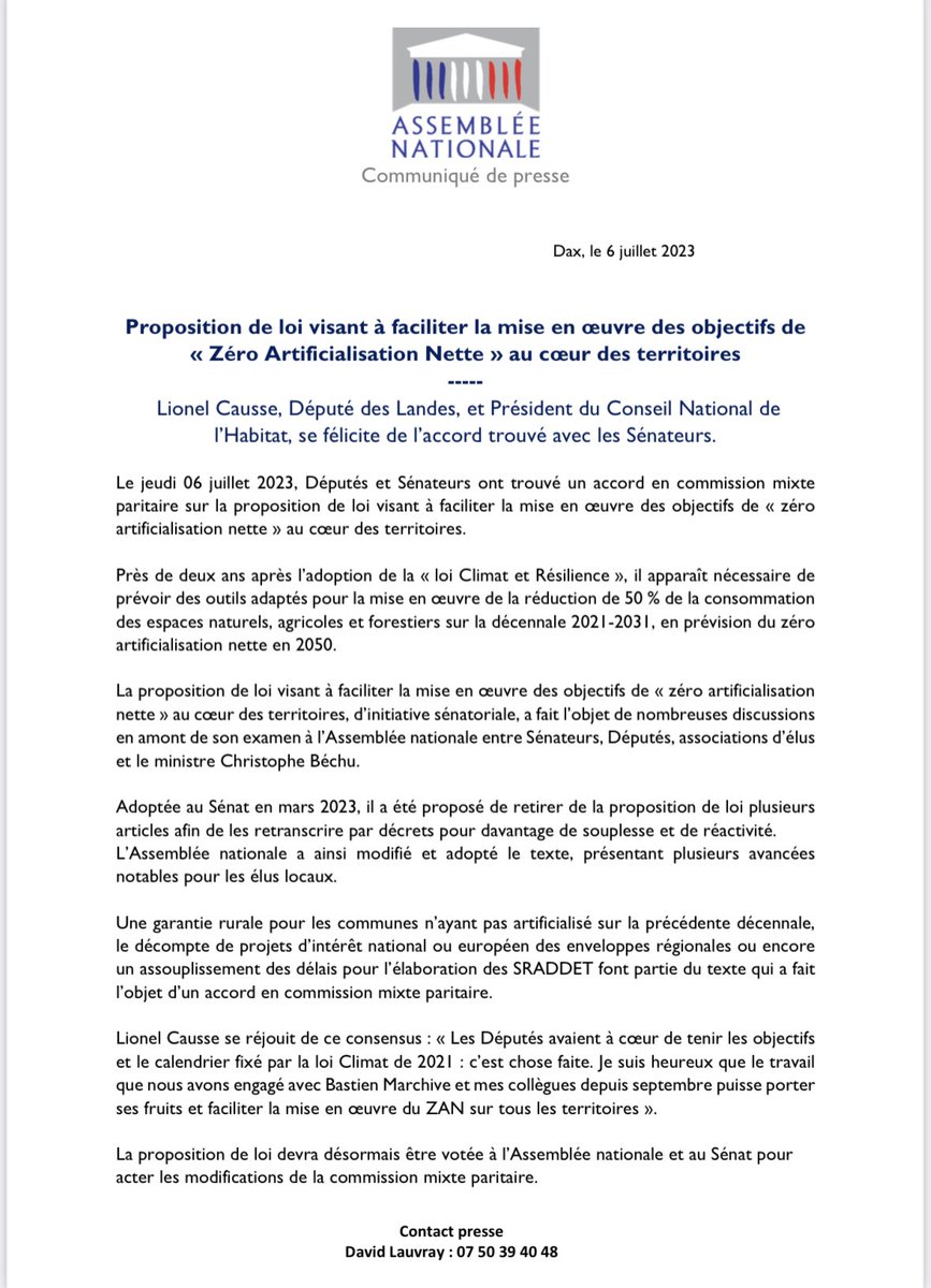 DeputeCausse's tweet photo. PPL #ZAN : accord entre députés et sénateurs en commission mixte paritaire 👇🏼 https://t.co/qv54SdEmhn