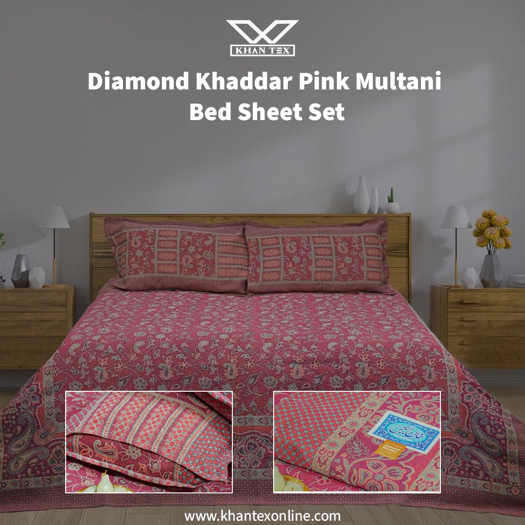 khantexonline's tweet image. Have pleasant, calm and peaceful sleep with Diamond Khaddar Bed Sheet Set. It is a light weight Multani Bed Sheet Set with a perfect composition of cotton and polyster.

Shop at : khantexonline.com

#khantex #diamondkhaddar #multani #bedsheet #bedsheetstore #khantex #foryou