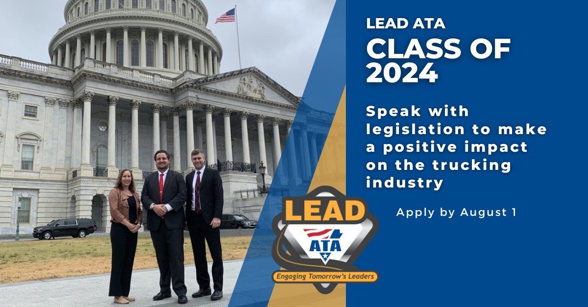 TRUCKINGdotORG's tweet photo. Make your industry voice heard! 📢 The #LEADATA program gives young professionals the opportunity to meet with legislators to create positive change to the trucking industry.
🔗 Apply today to be the next generation of leaders: https://t.co/OriCegRNqs https://t.co/Pbz3ZsS95o