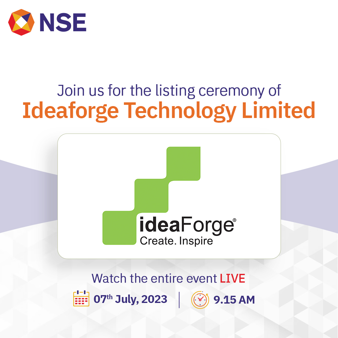 NSEIndia's tweet photo. Do join us LIVE tomorrow for the listing ceremony of Ideaforge Technology Limited on NSE. Event link to be shared soon!
#NSE #NSEIndia #listing #IPO #StockMarket #ShareMarket #IdeaforgeTechnologyLimited @ashishchauhan https://t.co/jcpfpsB09y